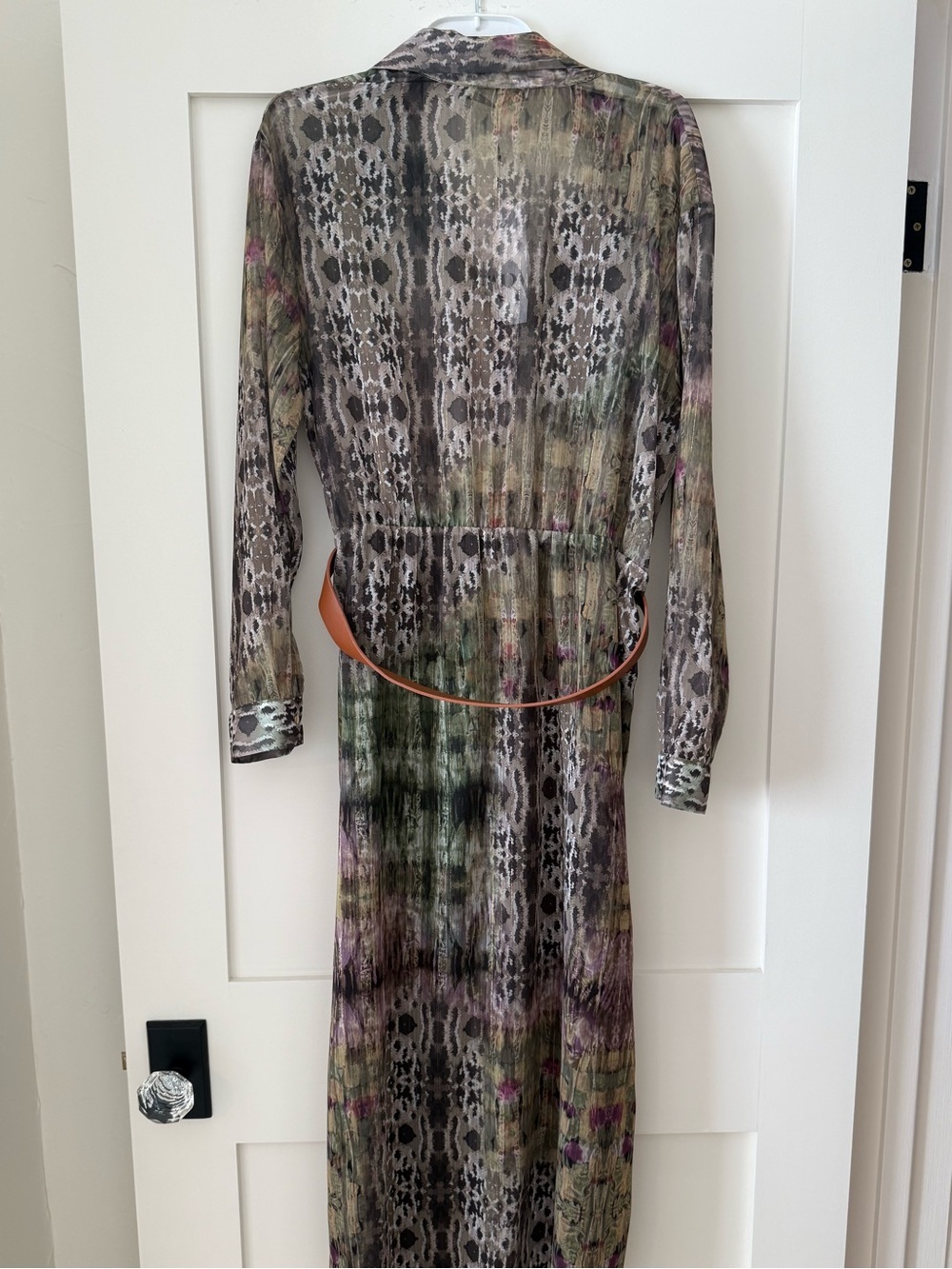 Zara Multicolor Printed Long Sleeve Maxi Shirt Dress Sz L NWT - Picture 6 of 6